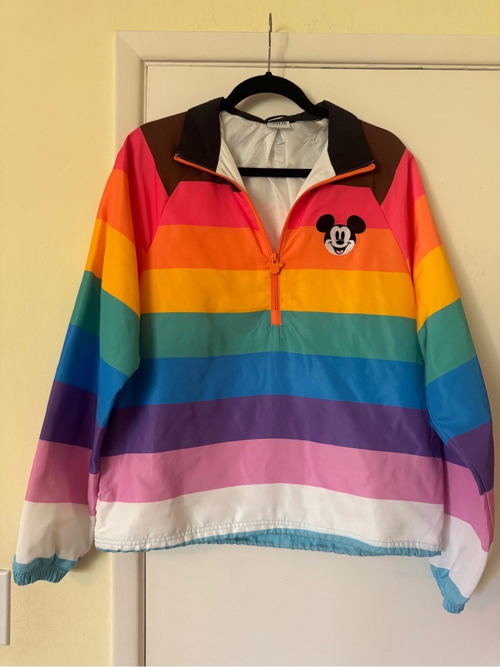 Pride Rainbow Stripe Pullover Top with Mickey Mouse Patch - Multicolor